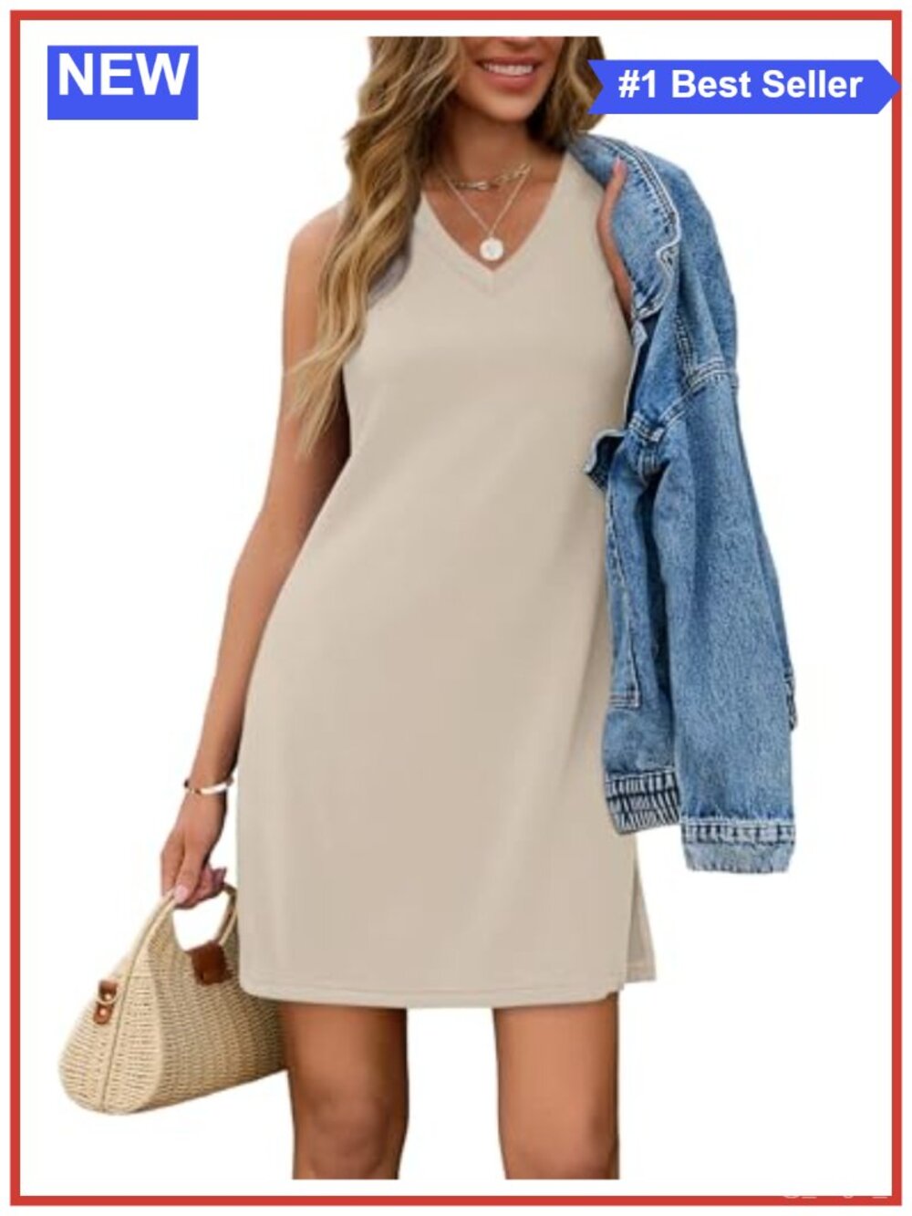 Sleeveless V-Neck A-Line Knee-Length Casual Summer Dress